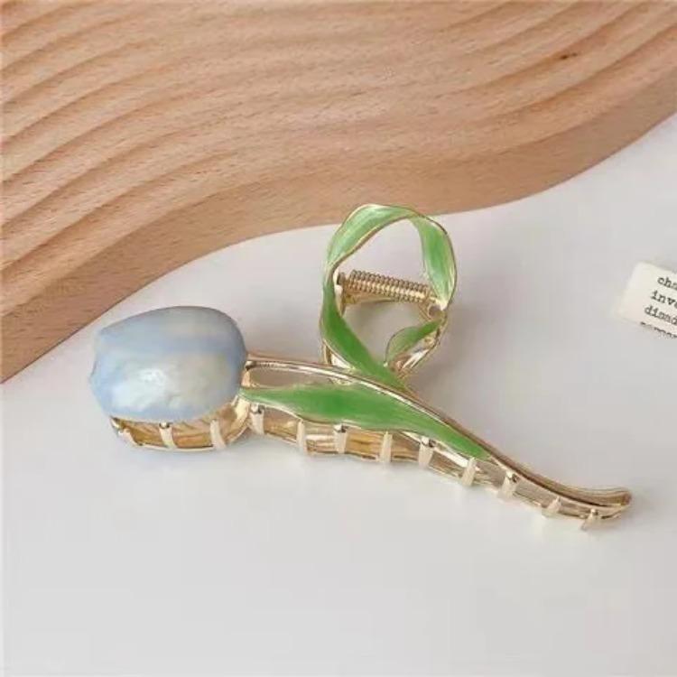 New Tulip Hair Claw Flower Grace Shark Clip Headdress Vintage Ponytail Claw Clip Trendy Sweet HAIR CLIP FOR GIRL Hair Jewelry