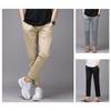 New Men Casual Pants Thin Solid Color Simple Slim Straight-Leg Nine-Point Pants For Teenagers