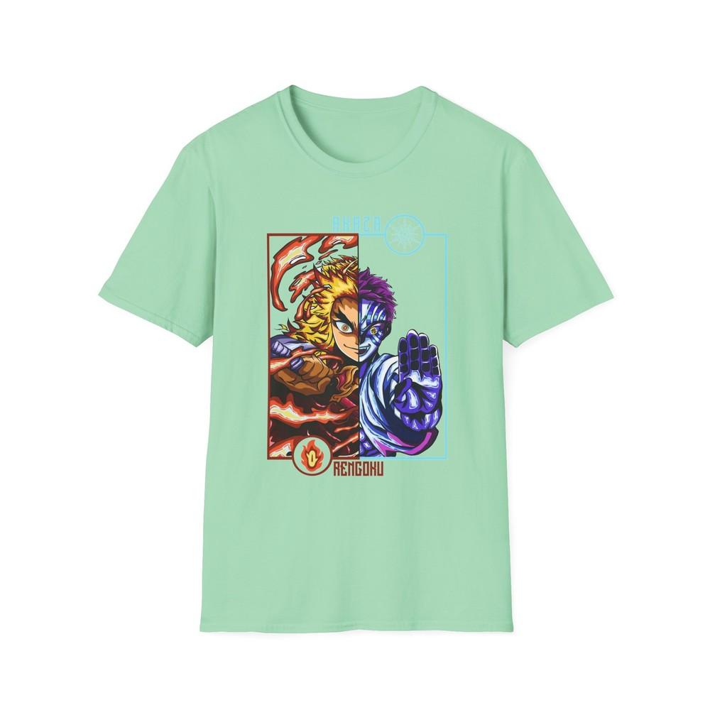 Unisex Jl Anime TShirt Softstyle Front And Back Printed Jjk Akaza Vs Rengoku S