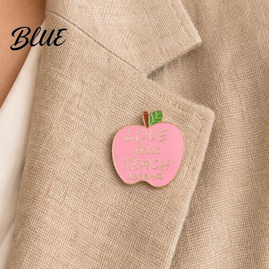 Canvas Bag Accessory Brooch Pin Enamel Teacher-Themed Fruit Shape Lapel