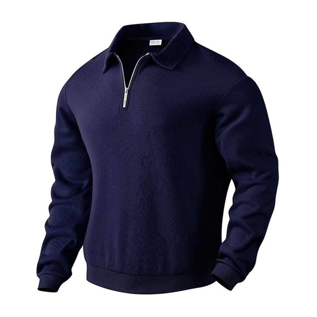 Men'S Long Sleeved Zipper Collar Shirt, Fashionable And Casual Lapel Top