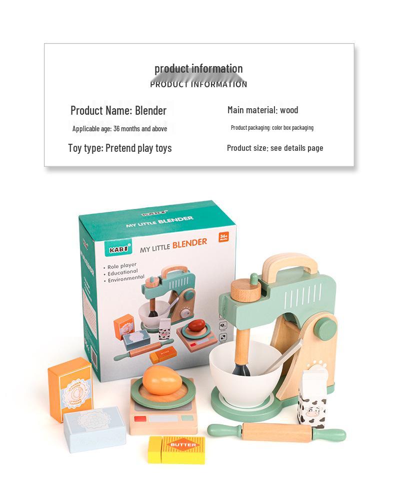 Kids' Wooden Coffee Maker & Mixer: Pretend Kitchen Playset for Early Learning & Role-Playing