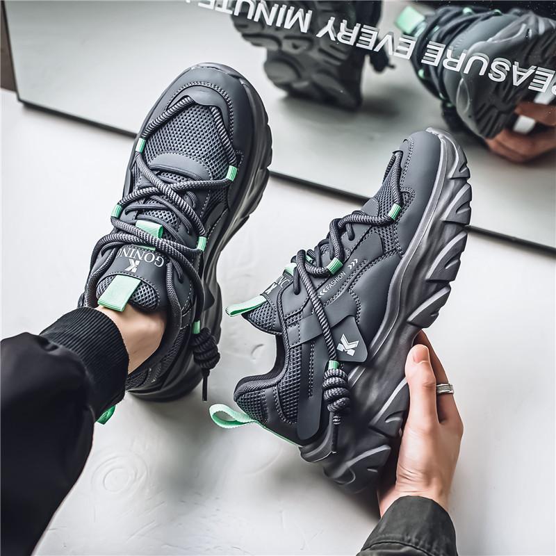 Retro Hong Kong style dad shoes men's summer breathable mesh sports shoes soft sole wear-resistant lightweight casual running trendy shoes