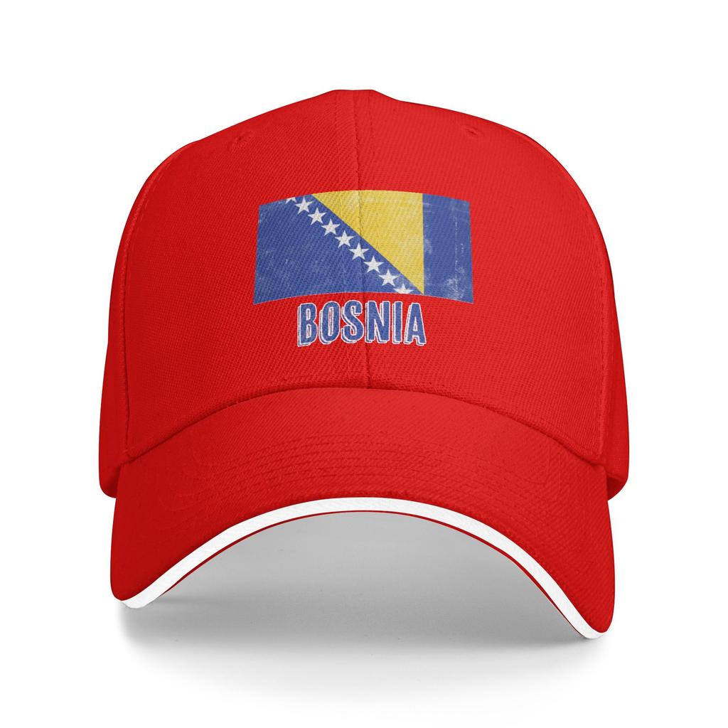Vintage Retro Flag of Bosnia Herzegovina Grunge look Pool Party Baseball Caps Men Adult Female Beach Sun Hat Hip Hop Trucker Cap