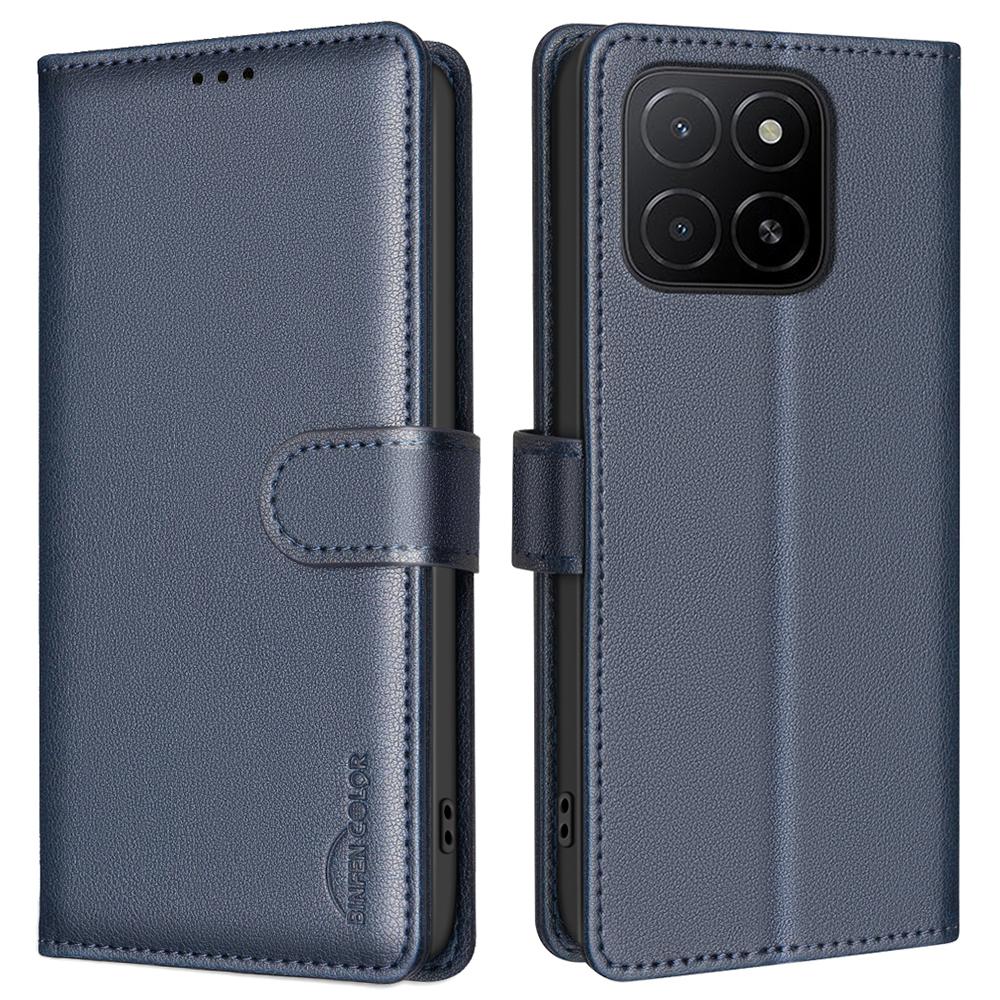

BINFEN COLOR BF32 For Honor X5b Leather Case Wallet RFID Blocking Phone Cover Blue