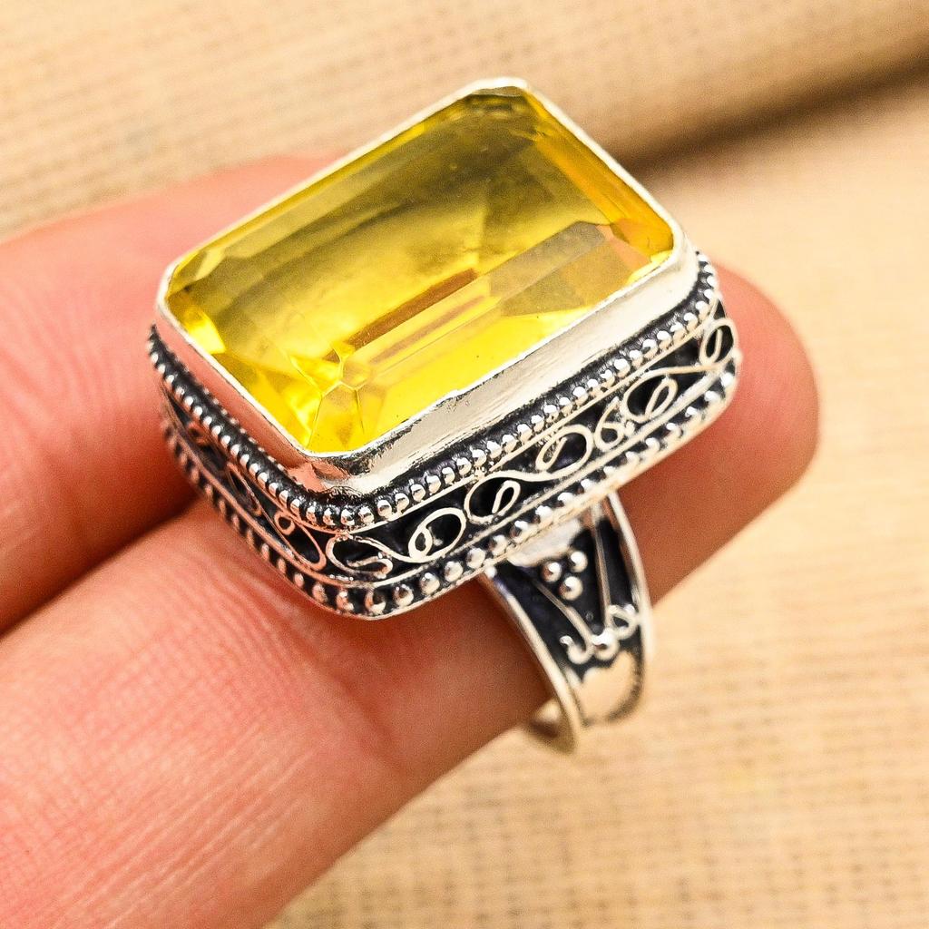 Unique Citrine Gemstone Handmade 925 Sterling Silver Beautiful Jewelry Ring