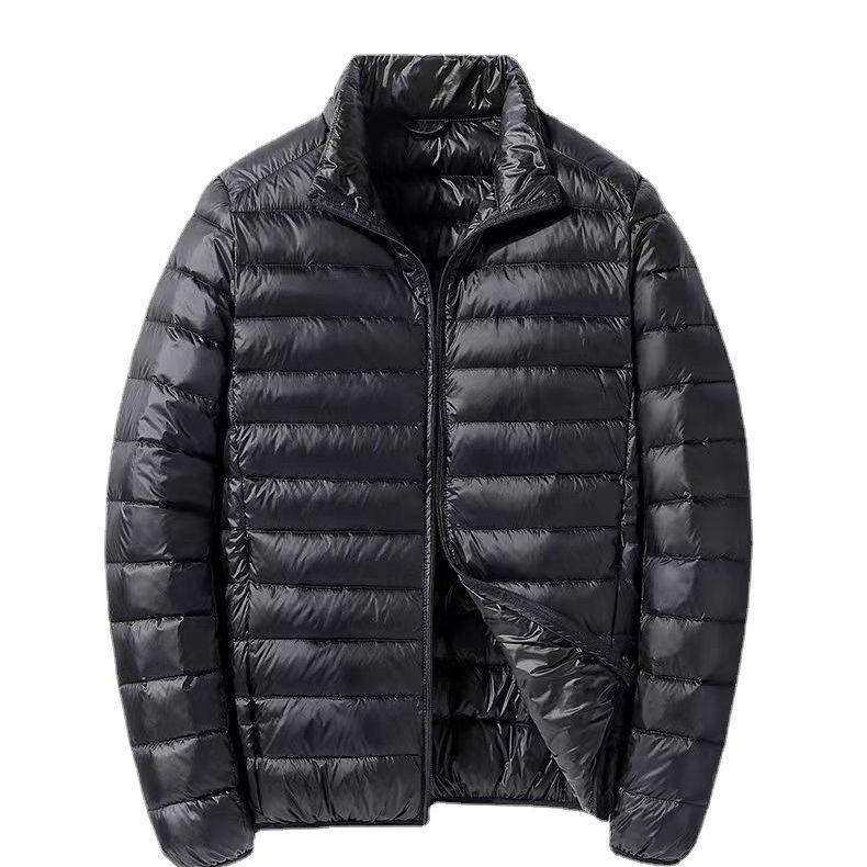 Men's 2025 Lightweight Warm White Duck Down Jacket with Stand Collar