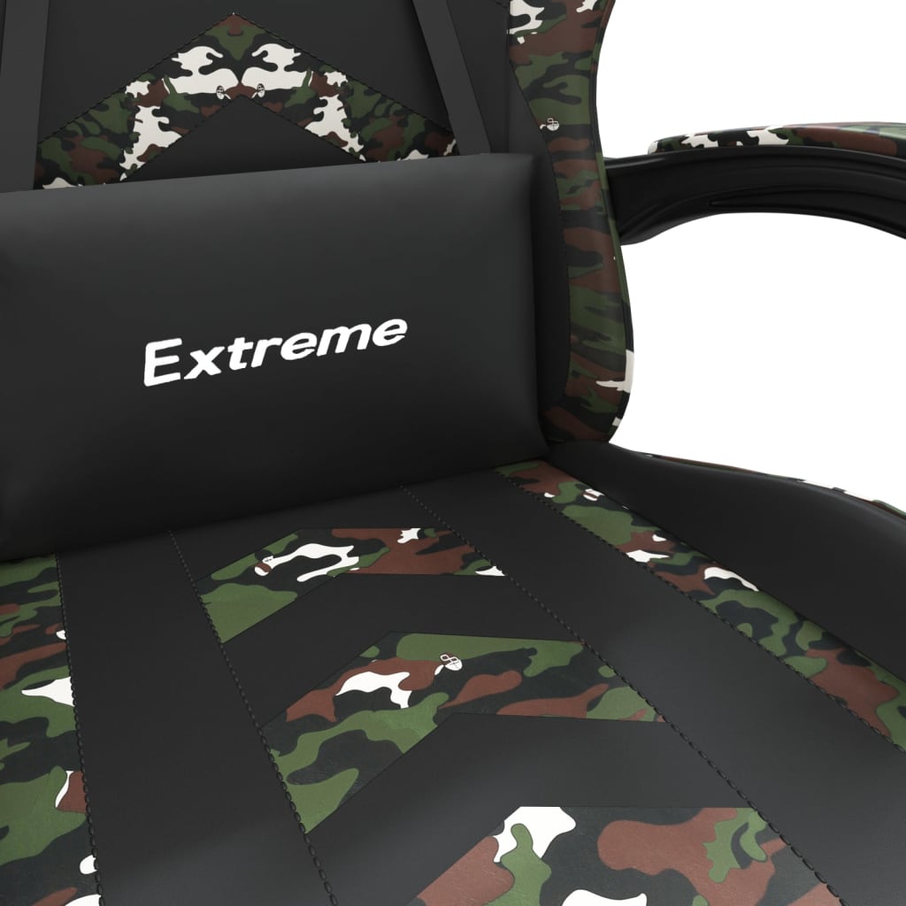 Gaming Chair Swivel Black and Camouflage PU Leather