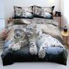 White Tiger Duvet Cover Set Queen Size Wildlife Comforter Covers Animal Print Bedding Set For Boys Girls Kids Art Bedroom Decor