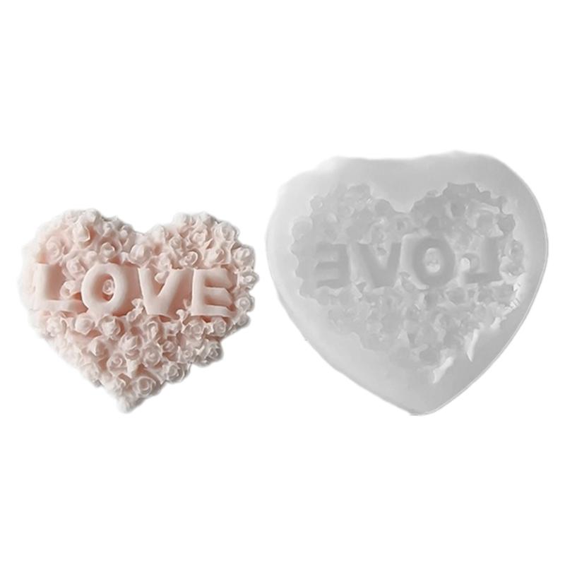 Customizable Love Letter Heart Candle Resin Mold Flexible Square Candle Mould