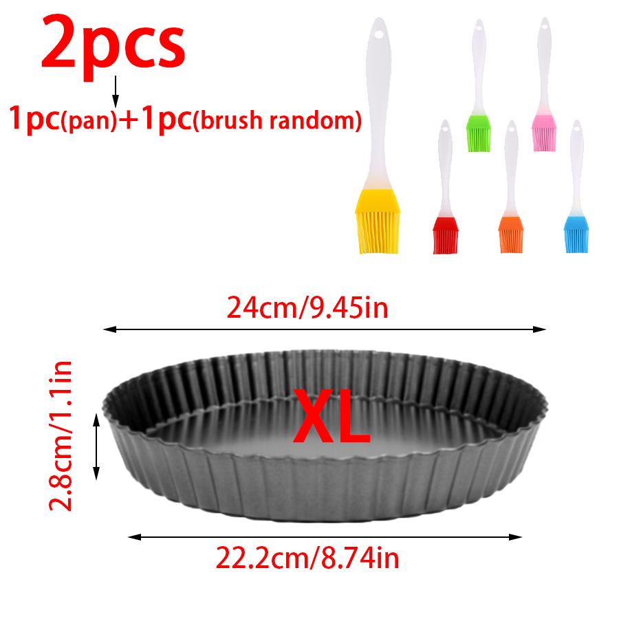 2pcs Non-Stick Chrysanthemum Pie Pan & Brush Pizza Pie Shaping Mold Home Kitchen Restaurant Baking Tool for Party Festival XJM