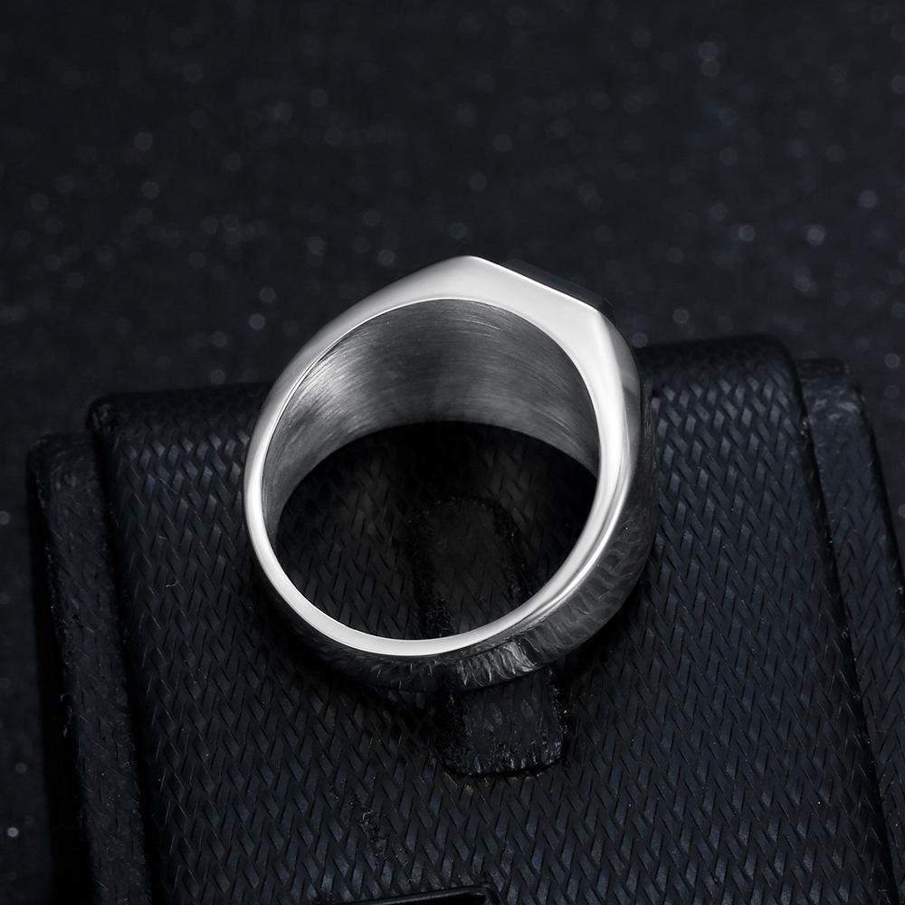 Minimalist Titanium Steel Black Gemstone Ring for Men Smooth Finish Trendy Jewelry Wholesale