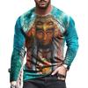 Spring and Autumn Round Neck 3D Native American Pattern Printed Top Fashionable Casual Long Sleeved Men's T-shirts
