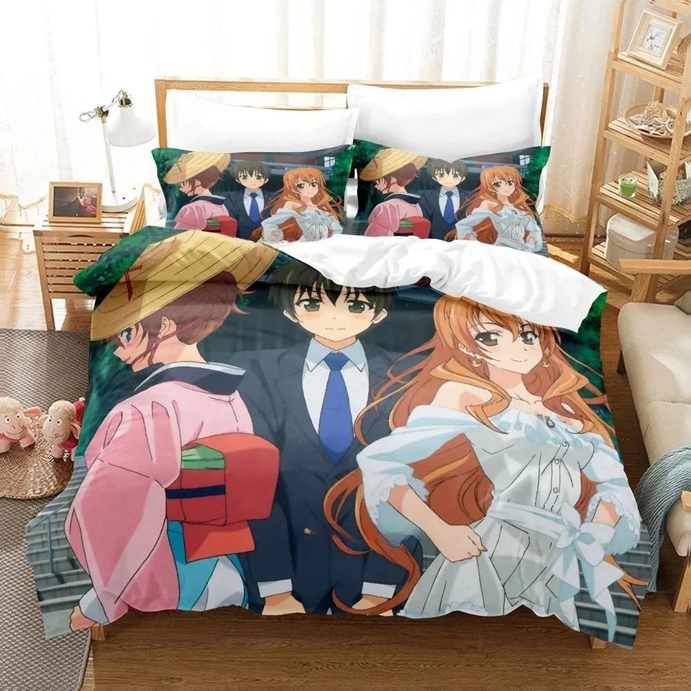 Golden Time Bedding Set Single Twin Full Queen King Size Bed Set Adult Kid Bedroom Three-piece Suits 3D Print Anime Bed She