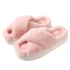 Autumn and Winter New Solid Color Imitation Rabbit Fur Women's Cross-strapped Cotton Slippers Home Indoor and Outdoor Warm Cotton Slippers EVA