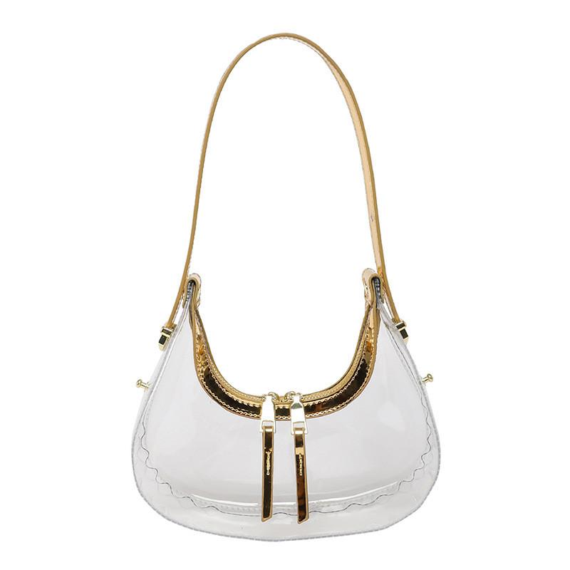 Handbag Transparent Women Summer Fashion Crescent Bag Zipper Closure Bags Travel