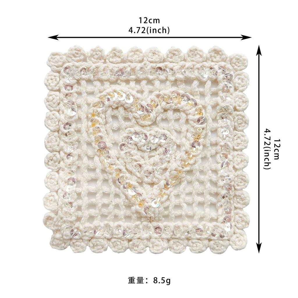 Apricot Hollow Cotton Thread Woven Sequins Decorative Clothing Top T-Shirt Shirt Diy Jewelry Decorative Cloth Sticker Accessories