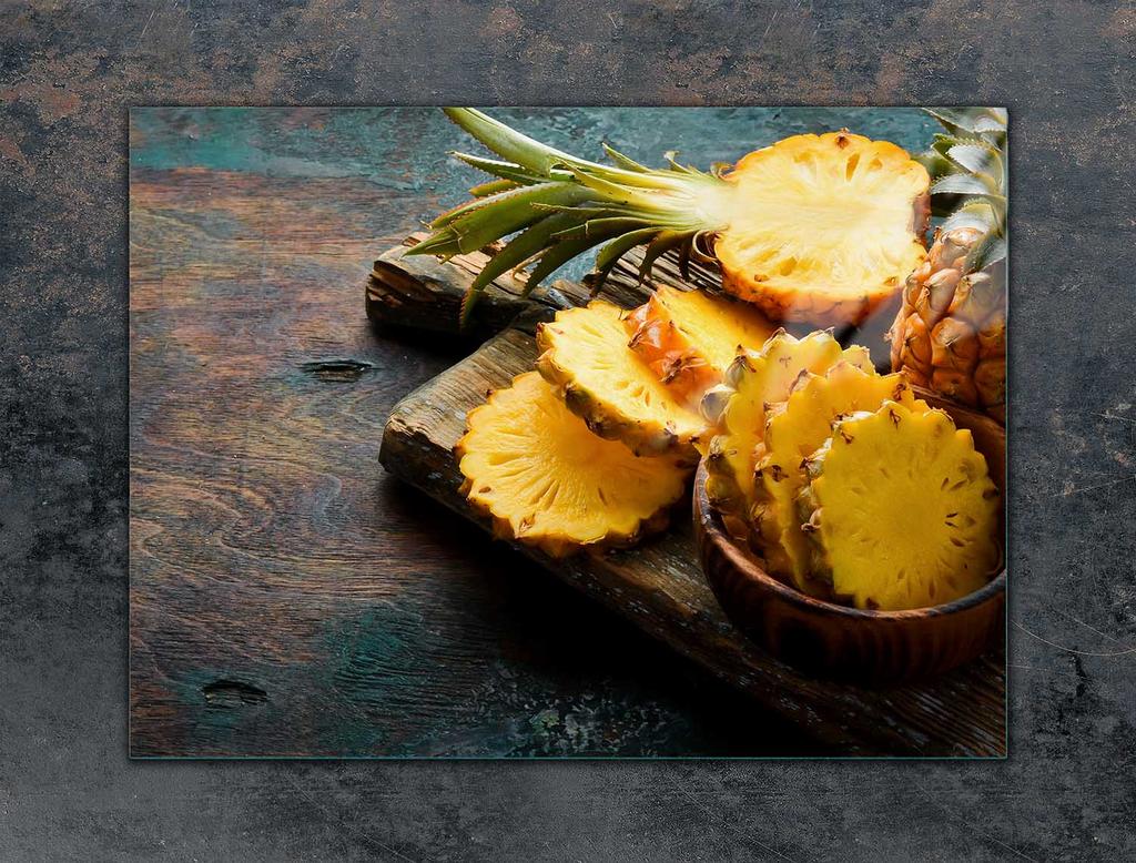 SZKLANA PŁYTA OCHRONNA NA KUCHENKĘ 70x52 ANANAS