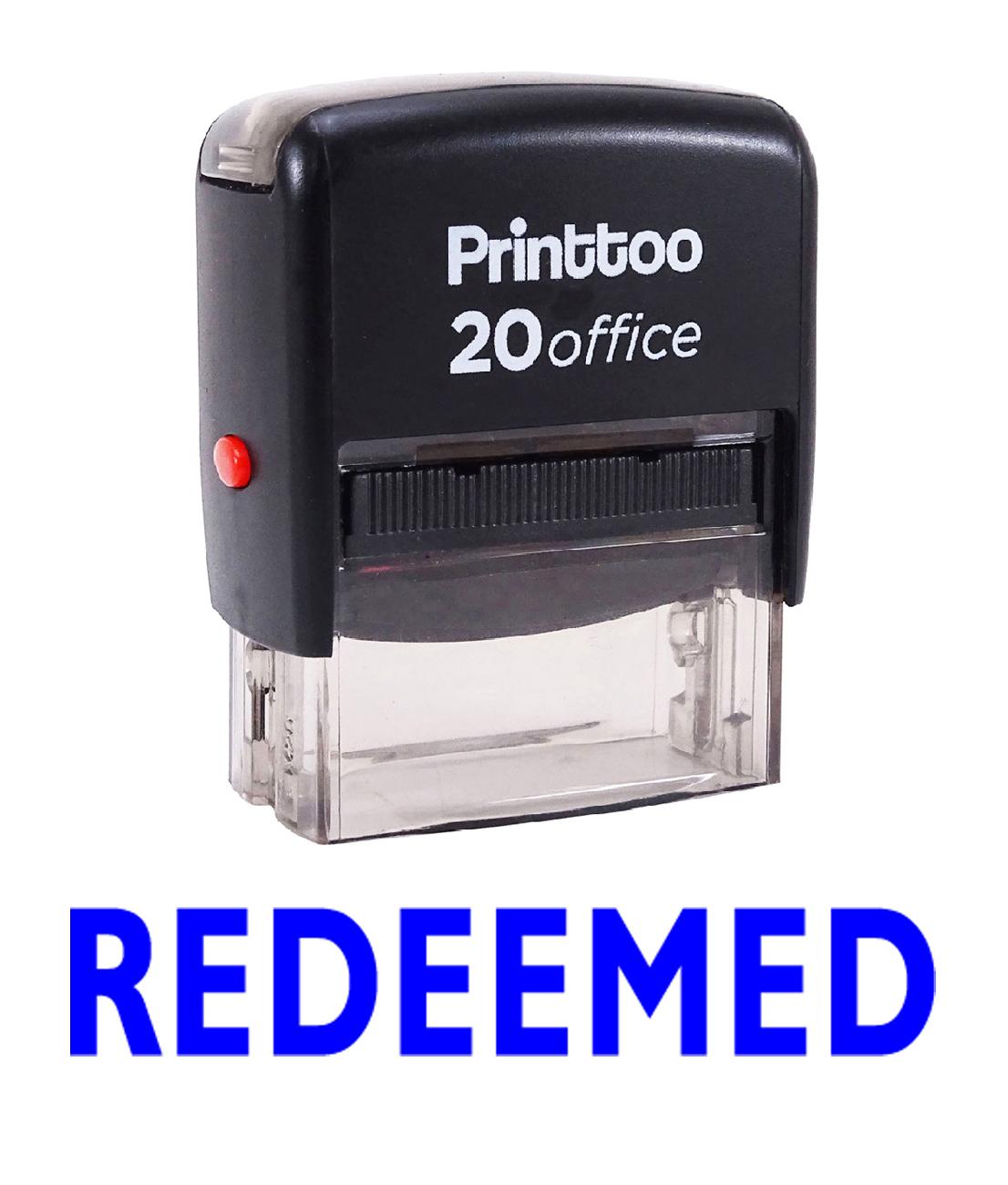

Printtoo REDEEMED Self Inking Rubber Stamp Office Stationary Custom 14 mm x 38 mm (Approx) синій
