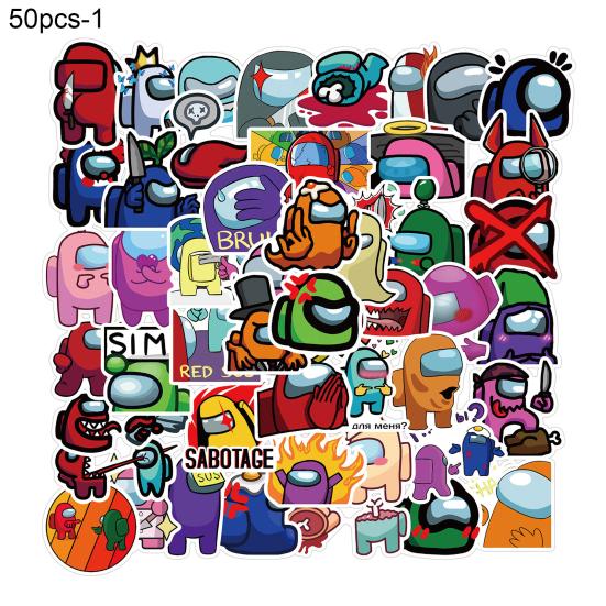 50Pcs Among Us Graffiti Stickers Luggage Laptop Waterproof Self-adhesive Decals