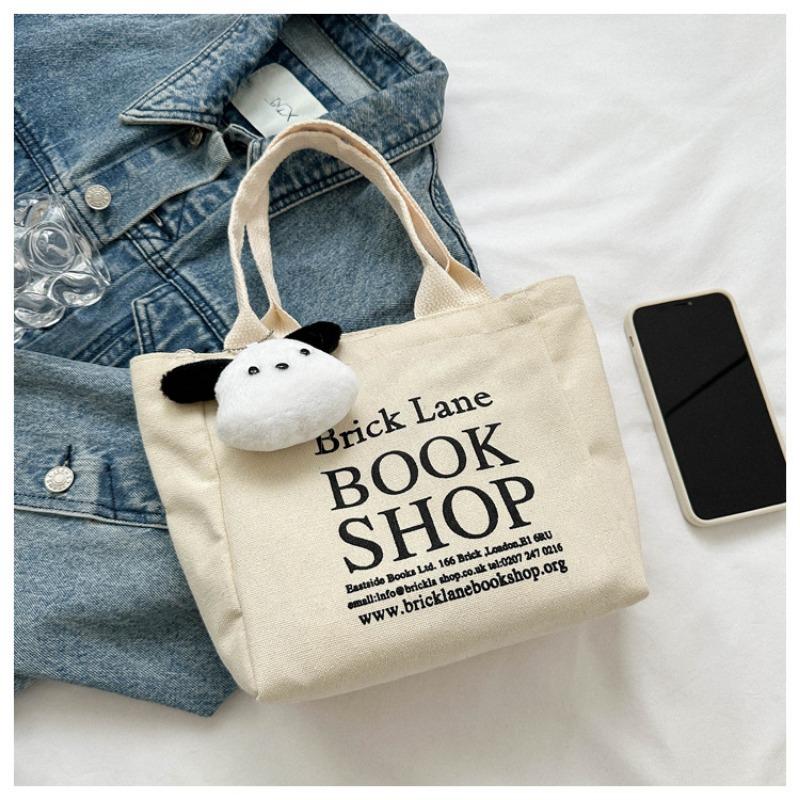 Basit Mini Tote Kova Çanta Büyük Kapasiteli Dış Saplı Kanvas Çanta