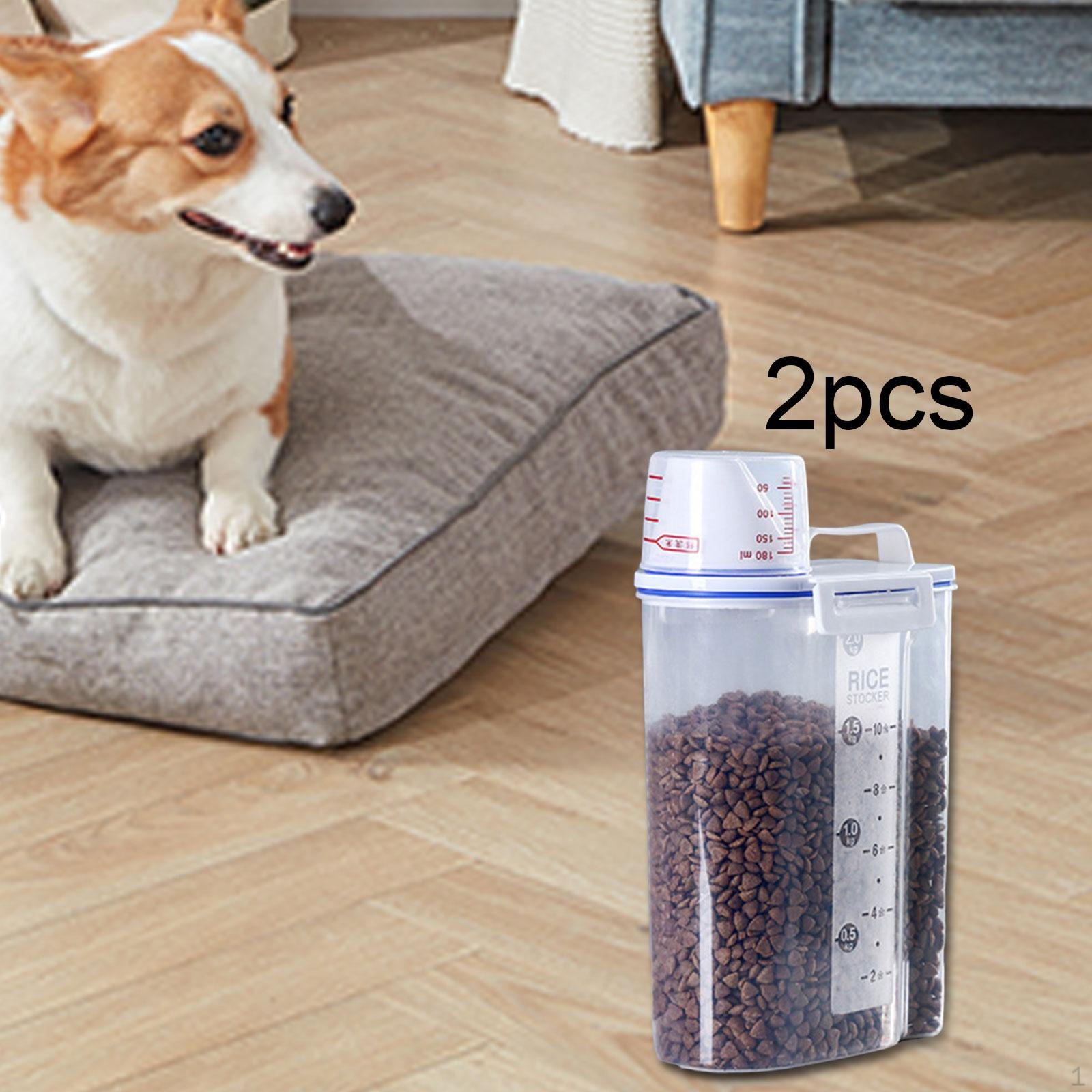 

2 шт. Герметичный контейнер для сухого корма, контейнер для хлопьев с крышкой-мерным стаканом, экономящий место диспенсер для зерна для