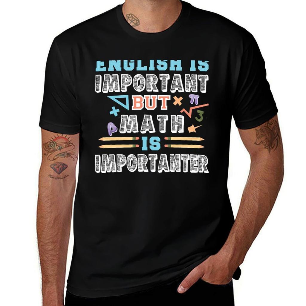 English Is Important But Math Is Importanter Tshirt Basic Short Sleeve Cotton Blend Tshirt
