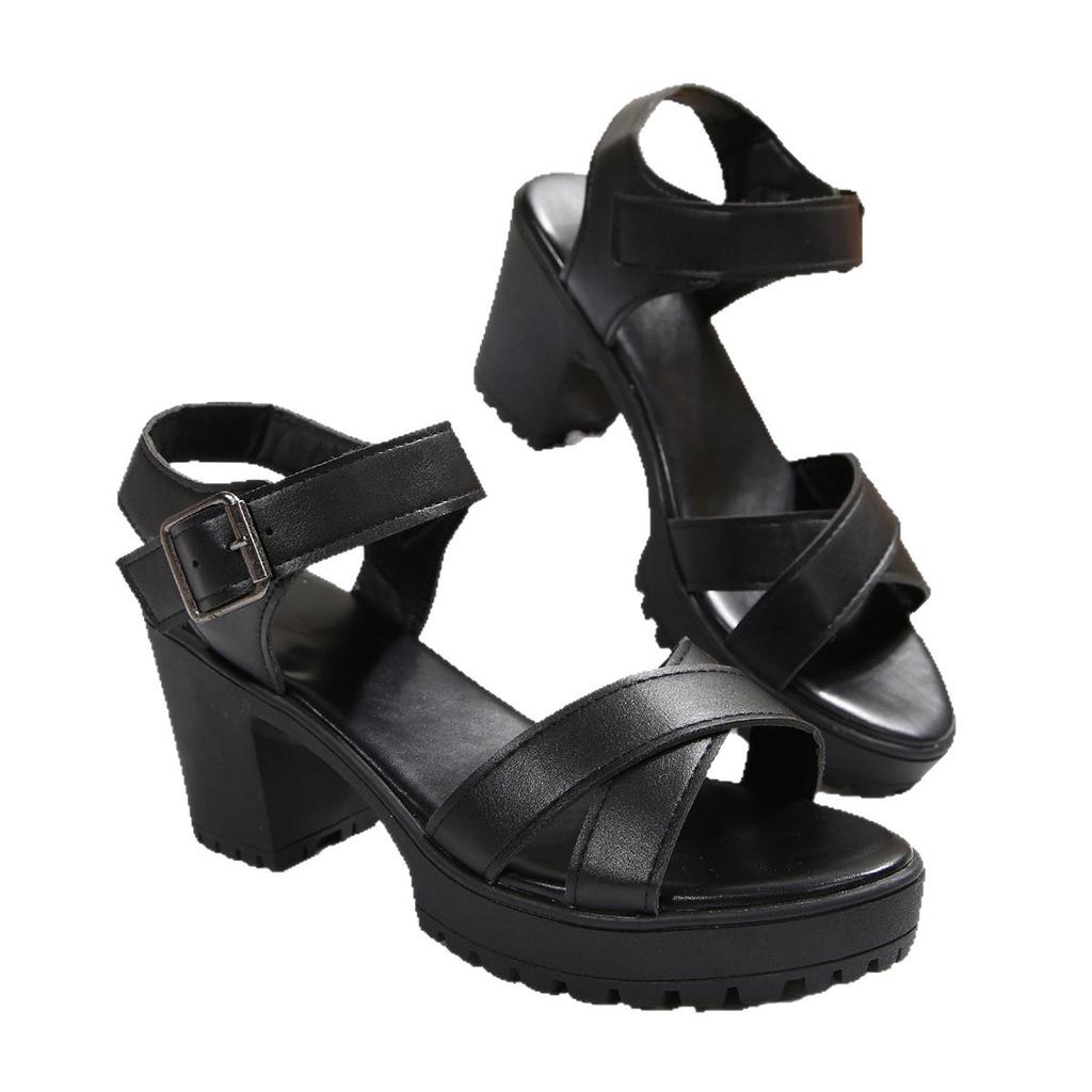 Lässige Übergröße Ein-Wort-Schnalle mit dickem Absatz Sandalen Damen 2025 Sommer neue Fischmaulsandalen wasserdichte Plateau-Plateausandalen