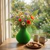 3D Printed Vase Modern Flowers Vase Decorative Vertical Textured Flower Vase for Dried & Fresh Flowers Farmhouse Coffee Table Kitchen Centerpieces