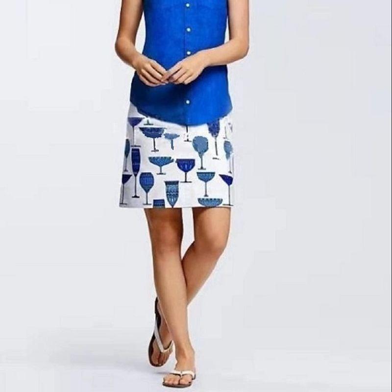 

Woven Cotton Elastic High Waist Print Skirt Spring and Summer Sports Skirt European and American Women s Clothing Wine Glass Pattern Temperament 351 White wine glass pattern 2p
