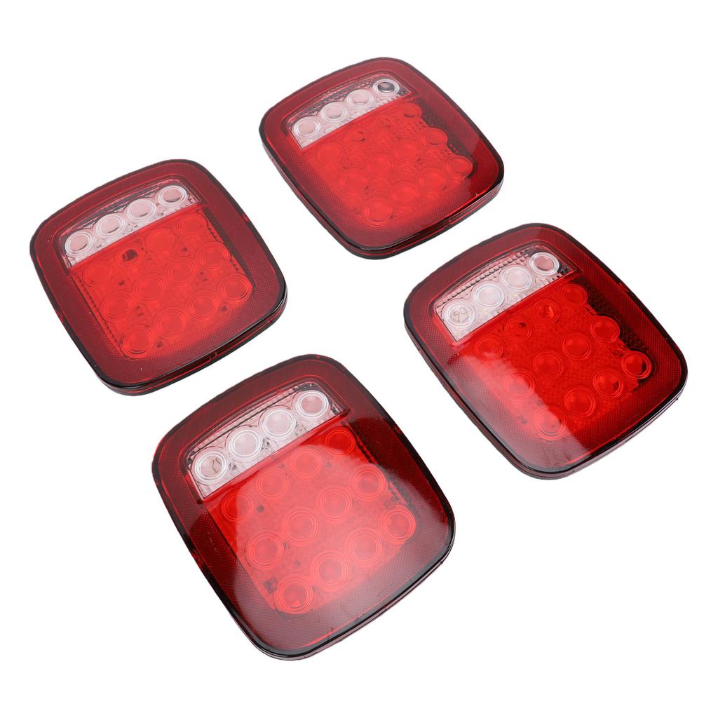 4x Universal 16 LED Stop Tail Turn Signal Backup Reverse Brake Light Universal for 12V Trailer Truck RV Caravan Heavy