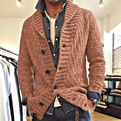 Pull Homme Automne et Hiver Manches Longues Tricot Grosse Maille Revers Élégant Décontracté