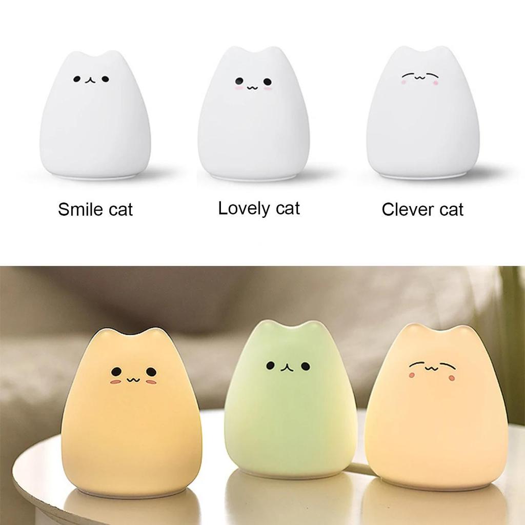 7 Colors Led Night Light Touch-sensor-night-light Rgb Silicone Baby Kids Sleeping Indoor Sensor Cute Silicon Cat Lamp Kid Lights