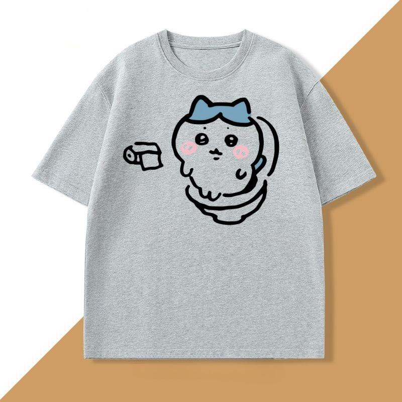Cute Chiware On The Toilet Tshirt for Unisex Women Funny Cotton Short Sleeve Round Neck Tshirt Humor T Shirt Loose Casual Clothes
