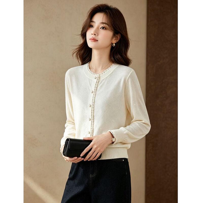 D.F.DEAR Elegant Crew Neck Knit Cardigan