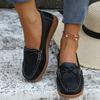 Large size single shoes women's summer new fashion retro style woven one-pedal women's shoes