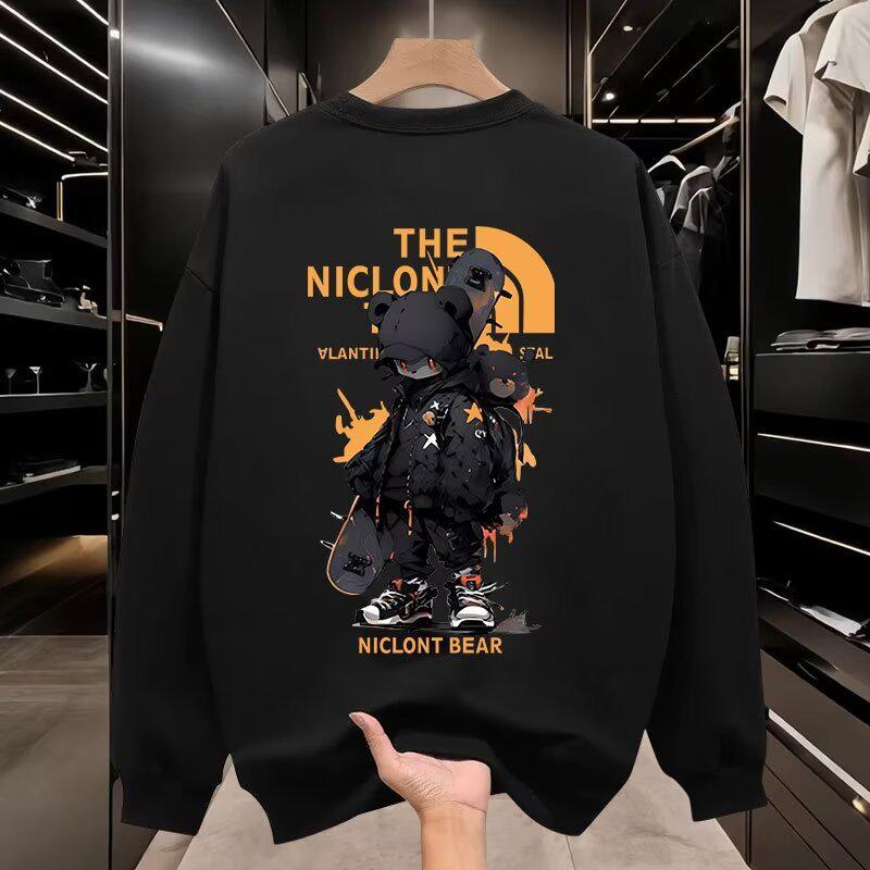 Kusang 2025 Autumn/Winter Men's Trendy Loose Round Neck Casual Fashion Hoodie