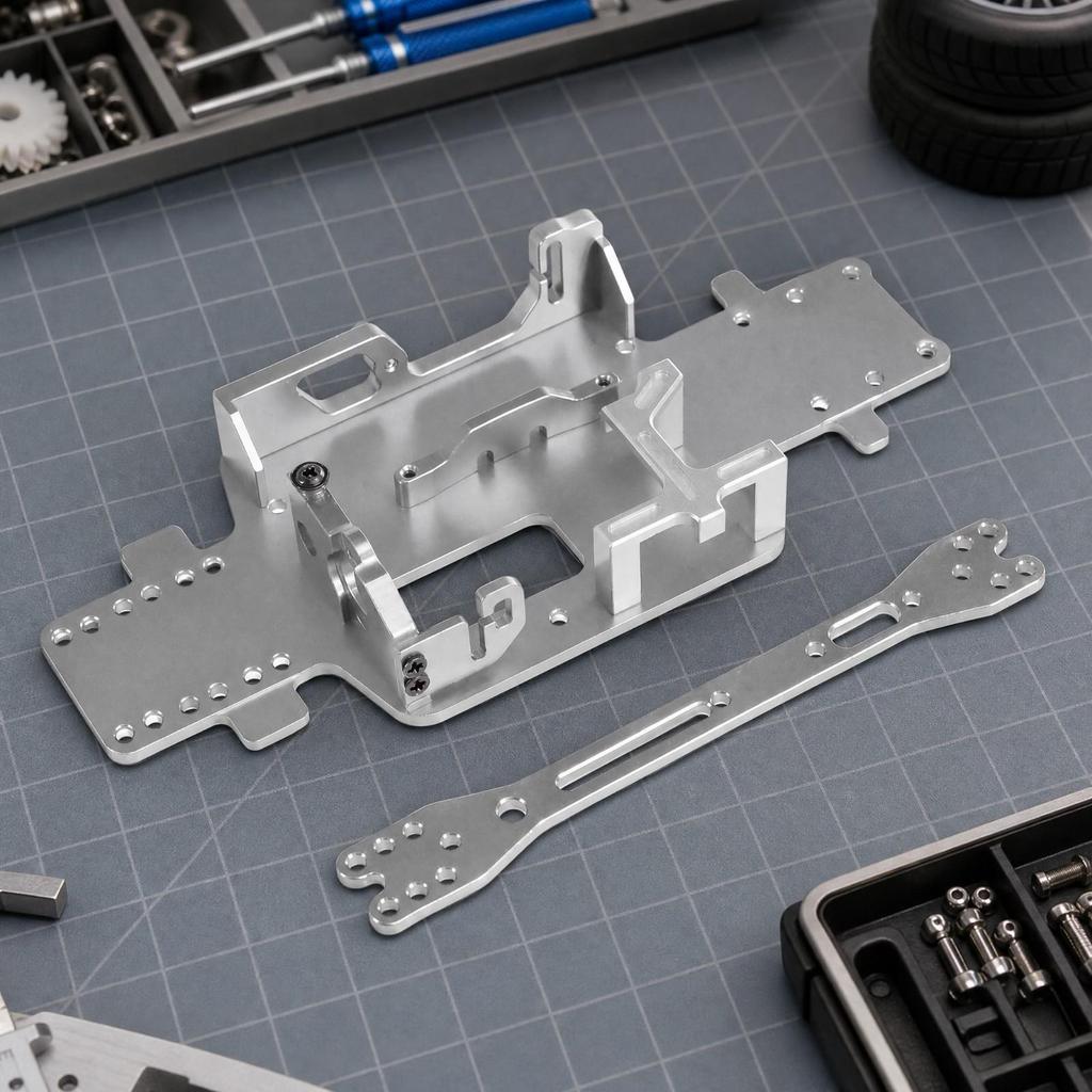 RC Car Anodized 1/28 Aluminum Chassis Rigid