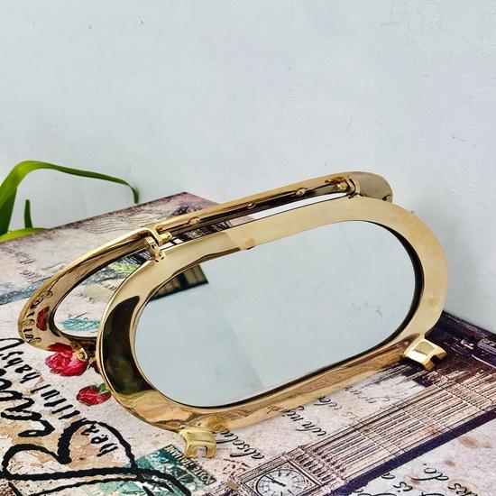 Brass Oval Porthole Brass Ship Mirror, Nautical Window Wall Mirror, Maritime Bathroom Mirror Home Decor, Gift