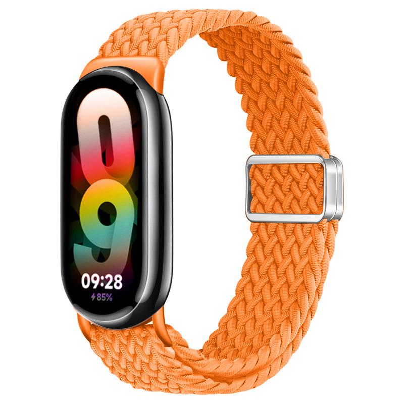 

для Xiaomi Mi Band 8 9 Сменный ремешок аксессуары магнитная застежка Плетеный correa браслет Miband 9 Miband 8 Ремешки для часов mi band 9 оранжевый