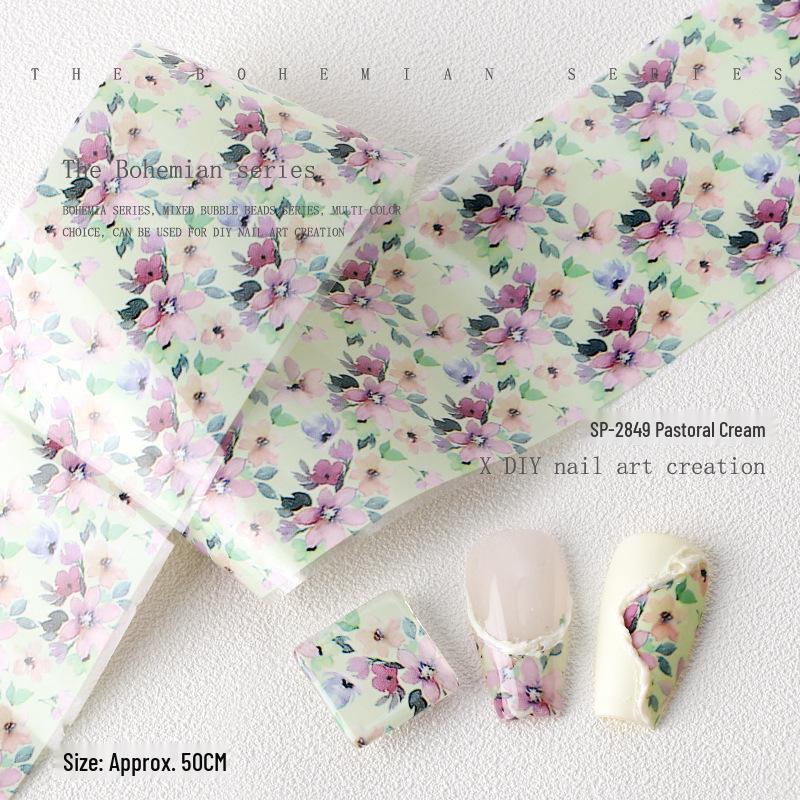 

Starry Sky Nail Art Transfer Stickers: Rose & Pastoral Cream Style