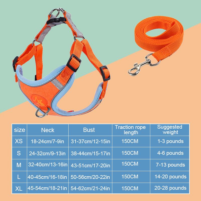 Pet Harness Vest Walking Lead For Puppy Dogs Collar Adjustable Reflective Breathable Harness For Dogs Puppy And Cats