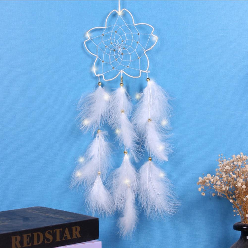 LED Traumfänger Heimanhänger Dekoration Wandbehang Hochzeitsfeier Dekor Federn Dekor