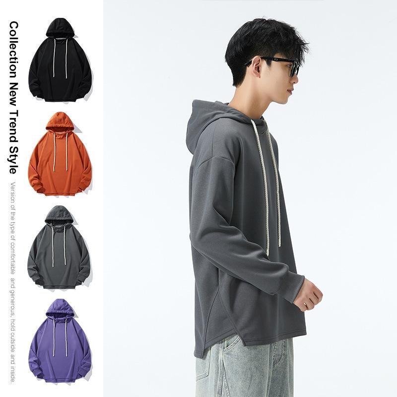 Brand de modă toamnă hanorac bărbați nou modă stradală americană hanorac casual lejer deschis cu potrivire de culori uni