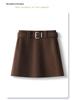 2025 Coffee Wool A-line High-waisted Slim-fitting Skirt for Petite Women’s Winter Collection