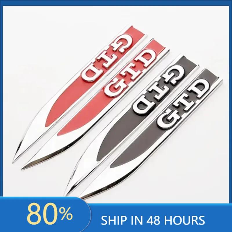 BSA1 For VOLKSWAGEN VW GTI 2Pcs 3D Metal Car Fender Badge Decal GTD Logo Stickers For Volkswagen VW Golf 4 5 6 7 MK4 MK5 MK6 MK7 GTD