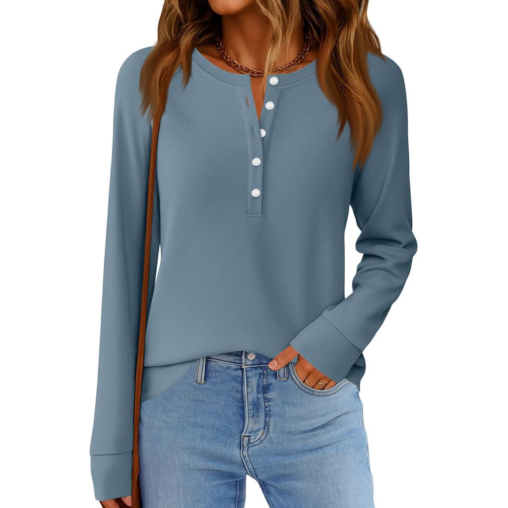 Women's Fashion  Loose Long Sleeve Round Neck Casual Top