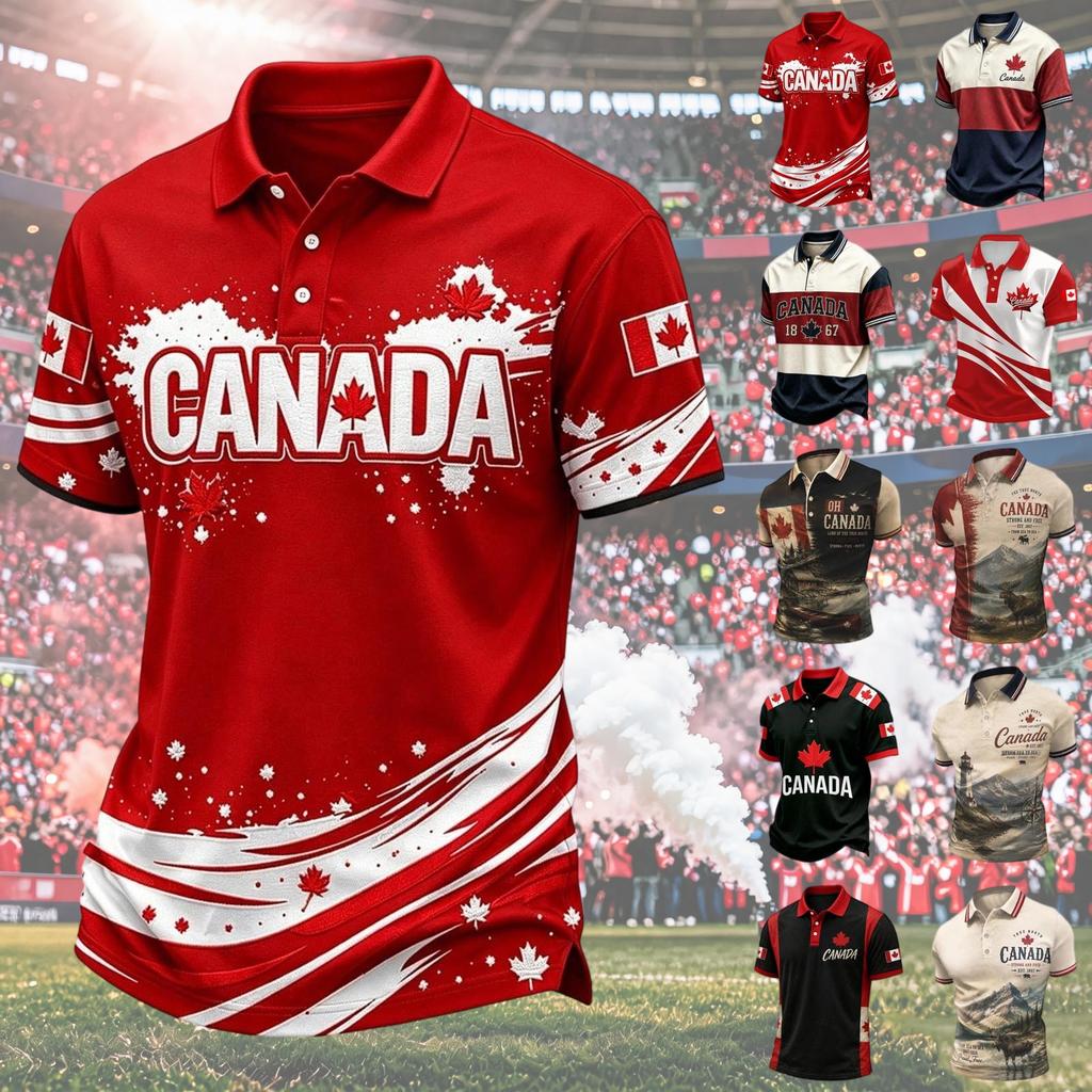 Men's Soccer Themed Fan Celebration Shirt, Short Sleeve Mesh Breathable Comfortable Collar Top