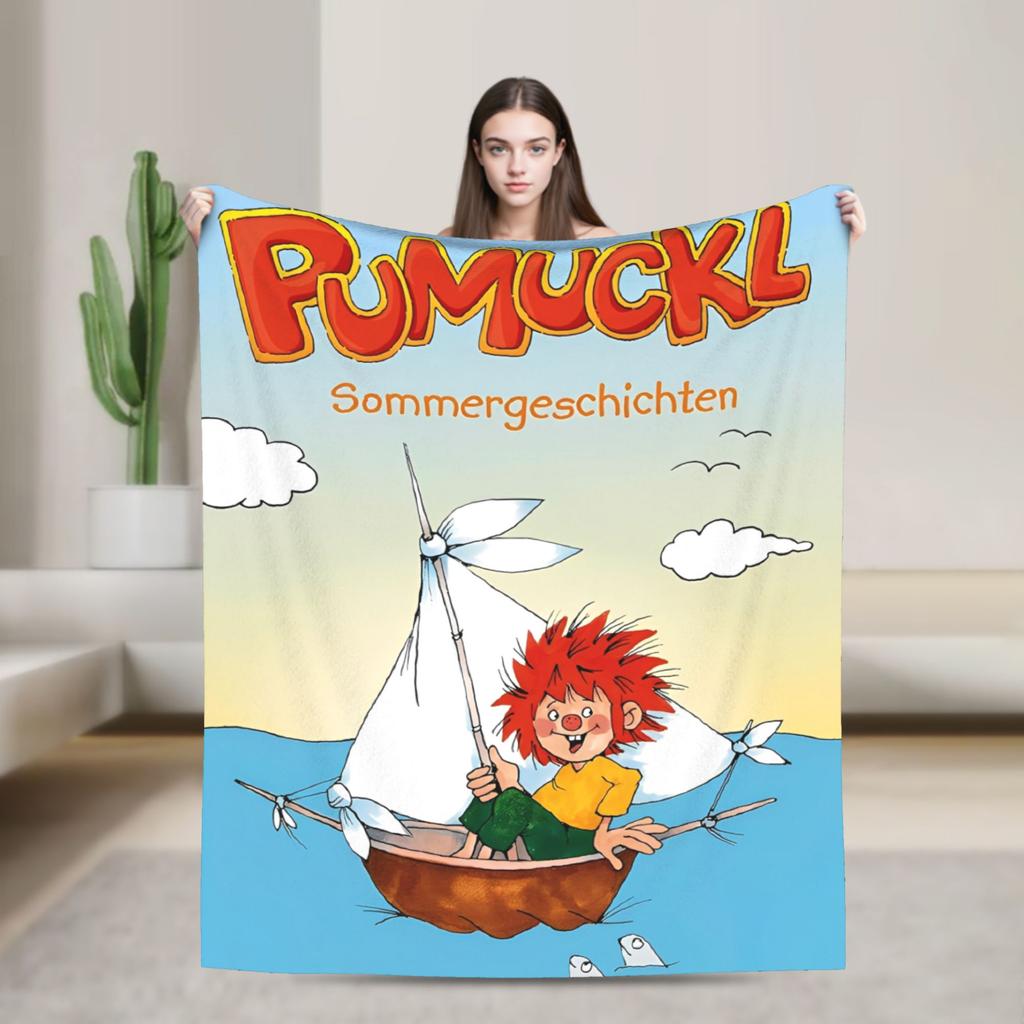Pumuckl Cute Elf Fairy Story Fashion Blankets Fleece Autumn Winter Anime Cartoon Multi-function Lightweight Throw Fashion Blanket for Beddin