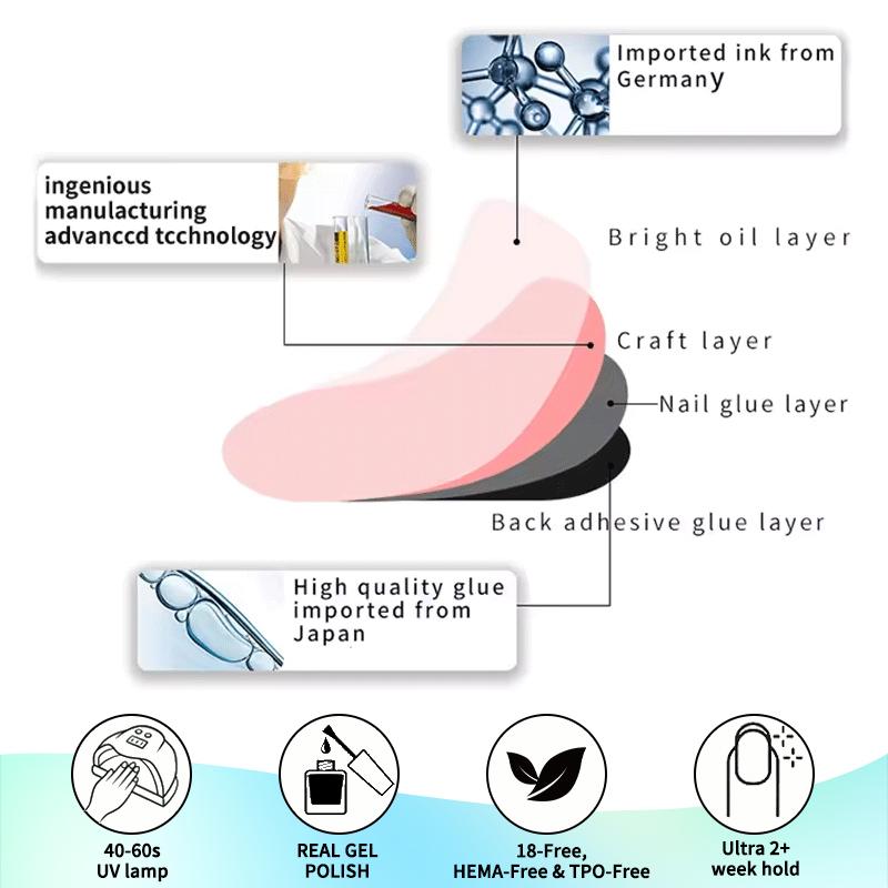 Hot Sell Custom Logo HEMA-Free Gel Polish Nail Stickers New Solid Color Styles Semi Cured Gel Nail Wraps 20 Gel Nail Strips